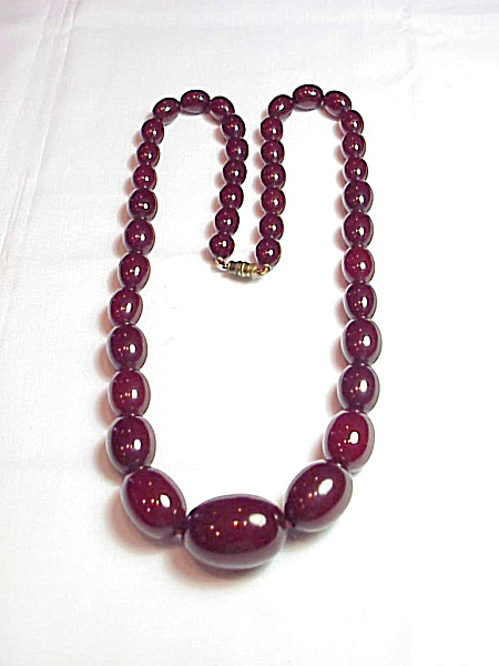 Vintage Cherry Amber Bakelite Faturan Bead Necklace