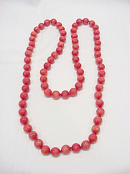Red Quartz, Coral Or Jade Bead Necklace
