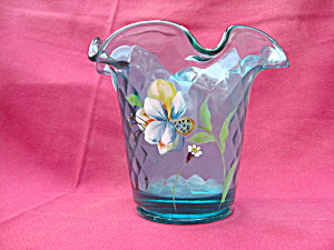 Fenton Robin's Egg Blue Diamond Optic Vase