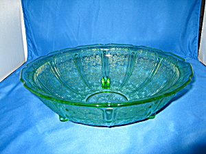 Green Cherry Blossom 3 Footed Fruit Bowl