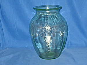Green Cameo Depression Glass Vase