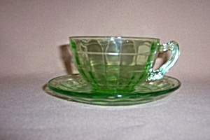 Green Block Optic Cup & Saucer Set