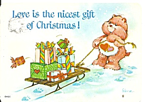 Christmas Postcard Teddy Bear Pulling Sled Cs11341
