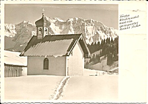 German Christmas Postcard Church Scene Cs11491