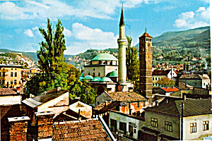 Sarajevo Yugoslavia Mosque Of The Bey And Clock Tower Cs8167