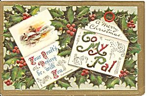 Merry Christmas To My Pal Vintage Postcard Cs9485