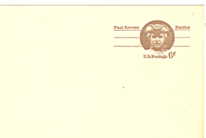 Ux58 6 Cent Brown Paul Revere Postal Card