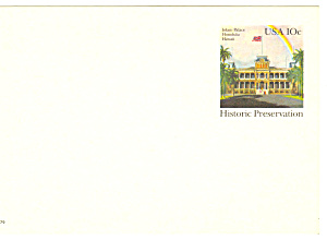 Ux 81 10 Cent Iolani Palace Postal Card