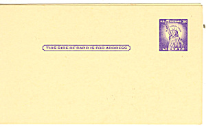 Ux46 3 Cent Purple Statute Of Liberty Postal Card