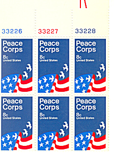 #1447 8 Cent Peace Corps Plate Block