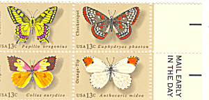 #1715a - 13 Cent Butterfly Mail Early Block