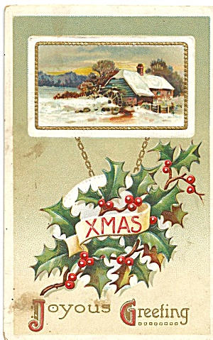 Vintage Christmas Postcard P32224 Snow Scene