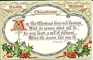 Raphael Tuck Christmas Text Series Postcard P33681