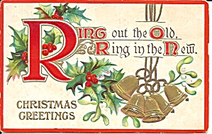 Ring Out The Old Christmas Post Card Embossed P34957