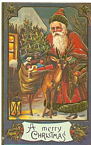 Vintage Christmas Card Reproduction Santa P36054