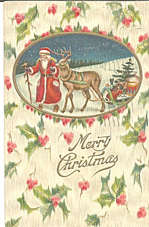 Santa And Reindeer Christmas P37098 1909