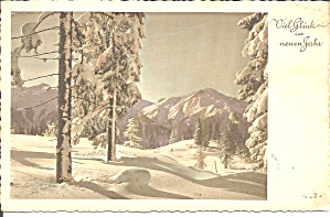 German New Years Card Mountain Scene P37313