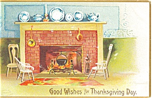 Clapsaddle Thanksgiving Fireplace Postcard P4026