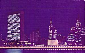 United Nations And New York City Skyline By Night P40741