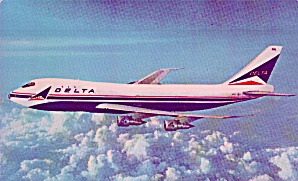 Delta Airlines 747 In Flight Postcard P41329