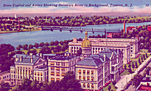 Trenton New Jersey State Capitol Delaware River Postcard P41380