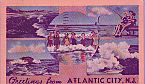 Atlantic City New Jersey Greetings Girls In Water P41381