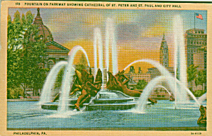 Philadelphia Pa Fountain Cathedral Peter Paul City Hall P41427f