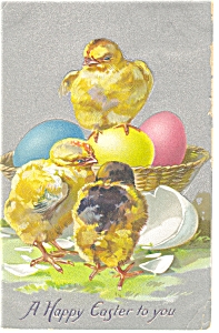 Easter With Chicks Postcard Raphael Tuck Sons 1910 P7602
