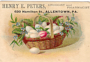 Henry E Peters Druggist Trade Card Tc0115