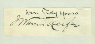 Autograph, General Joseph Warren Keifer