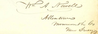 Autograph, William A. Newell