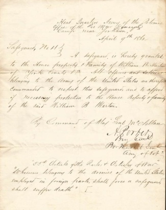 Autograph, General Andrew Porter