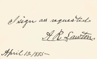 Autograph, General Alexander R. Lawton