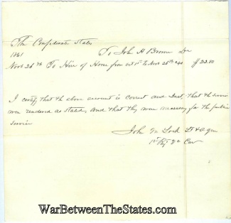 1st Virginia Cavalry Receipt For Hire Of A Horse In 1861
