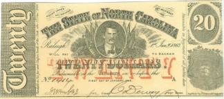 1863 State Of North Carolina $20 Note