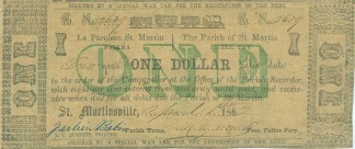 1862 Parish Of St. Martin, Louisiana $1 Note