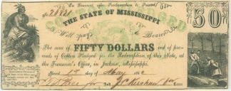 1862 State Of Mississippi $50 Note