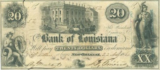 1862 Bank Of Louisiana $20 Note