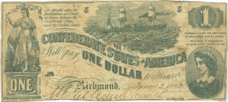 1862 Confederate $1 Note