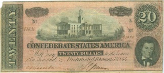 1864 Confederate $20 Note