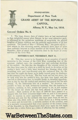 General Orders No. 6, G.a.r. Department Of New York