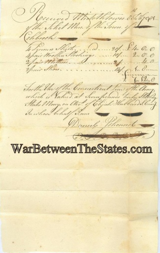 1781 Receipt For Items Issued To Connecticut Line