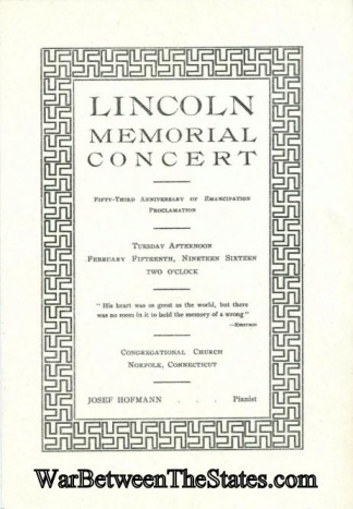 Abraham Lincoln Memorial Concert Program