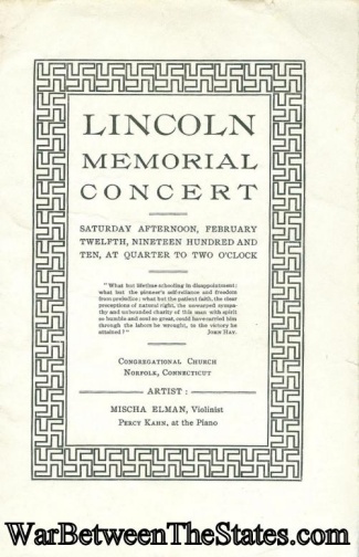 1910, President Abraham Lincoln Memorial Concert Program
