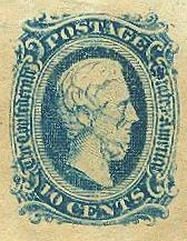 1863 Ten Cents Jefferson Davis Confederate Postage Stamp