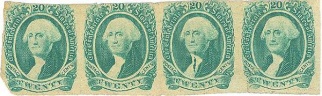 1863 Twenty Cents, George Washington, Confederate Stamps
