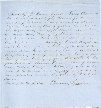 1854 Louisiana Bill Of Sale For 7 Slaves