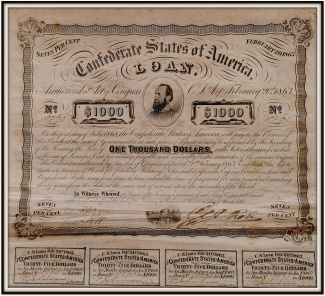 1863 Confederate $1,000 Bond