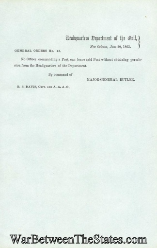 General Butler Orders That No Officer Commanding A Post
