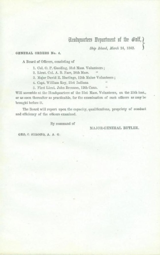 1862 General Ben Butler Order, Ship Island, Department Of The Gulf